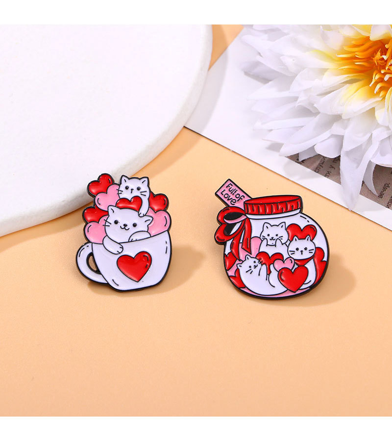 Cute Heart Shape Cat Alloy Enamel Unisex Brooches display picture 6
