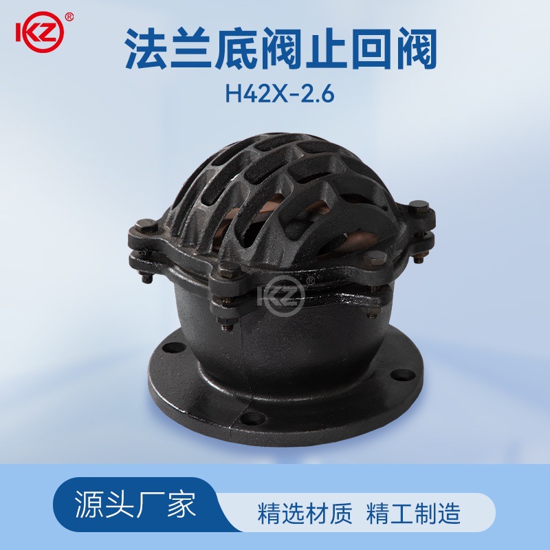 H42X-2.5/10法兰底阀单向阀铸铁水泵止回阀DN50 65 80 100 200