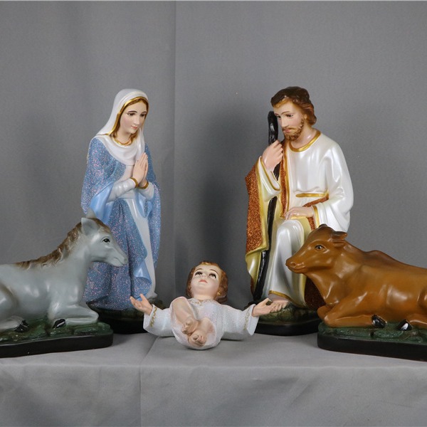 Figura de Resina de 50cm para Escena de Natividad Navideña, Estilo Sencillo, Decoración para Sala de Estar o Iglesia