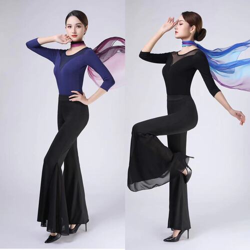 Mesh bodywear set dance practice training uniform sexy elegant posture training fashion show slimming
