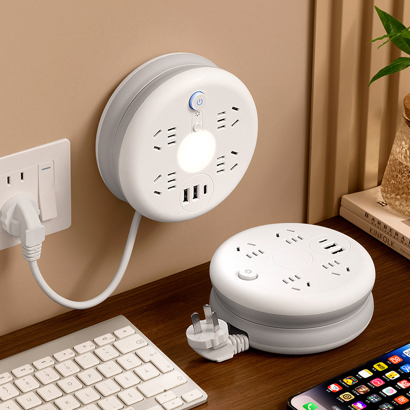Round Rectable Socket Multifunctional Telescopic Plug Dormitory Plug Board USB Plug Plug Household Plug Board Cable