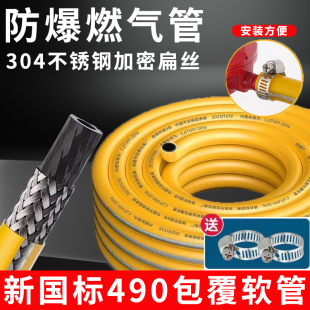 Gas Pipe New National Standard 490 Explosion-proof Metal Coated Hose Commercial High Pressure Liquefied Gas Gas Pipe for Natural Gas