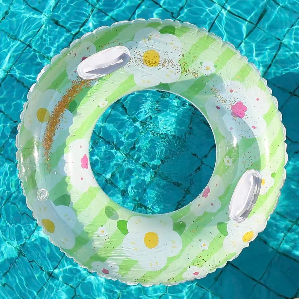 Transfronterizos ampliados con mango de barco de anclaje arco iris anillo de natación para adultos anillo de natación infláble arco iris de gran tamaño para hombres y mujeres