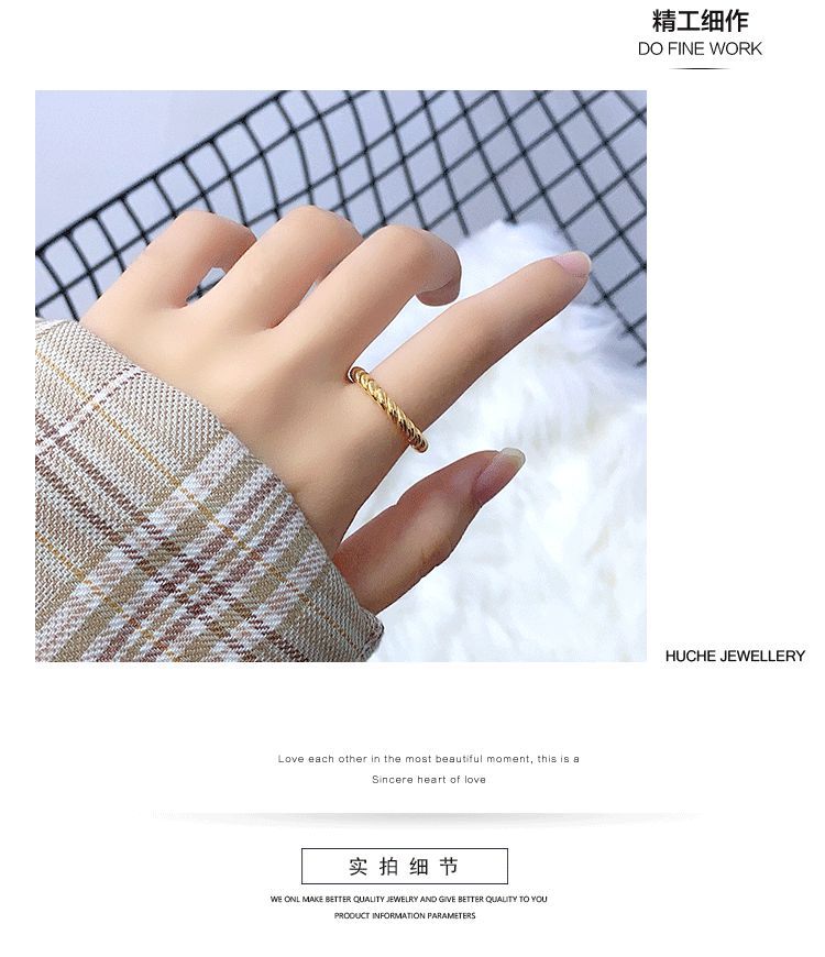 Korean Style Simple Twist Simple Bracelet Ring Female Ins Cold Style Fashion AllMatch Index Finger Ring Open Ornamentpicture9
