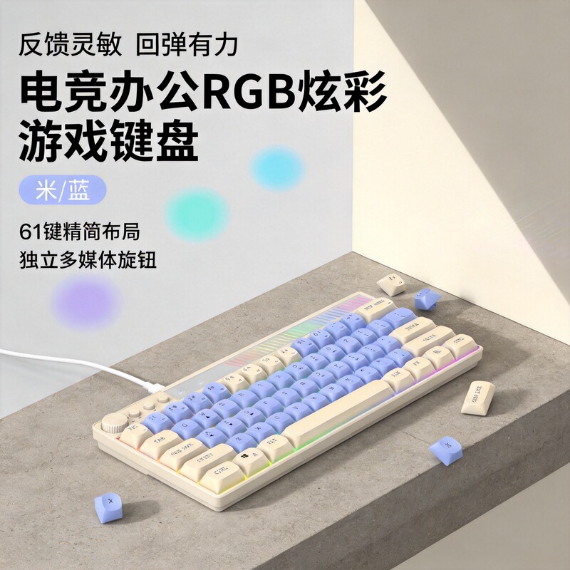 Senlani K21 Wired Rgb Keyboard 61 Keys Color-Blocking Colorful Glowing Gaming Keyboard for Girls with High Aesthetic Appeal Membrane Keyboard Senlani K21 Wired Rgb Keyboard 61 Keys Color-Blocking Colorful Glowing Gaming Keyboard for Girls with High Aesthetic Appeal Membrane Keyboard