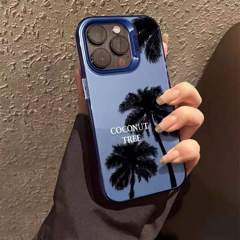 Nueva silueta de árbol de coco para iPhone 16 funda para teléfono móvil Apple 15promax/14 anti-caída 13pro12 Premium