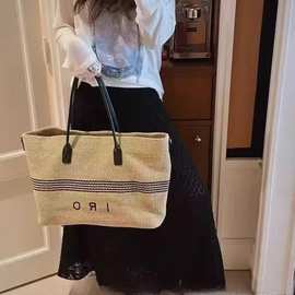 王子文同款包女2025新款夏季慵懒风单肩手提大容量草编腋下托特包