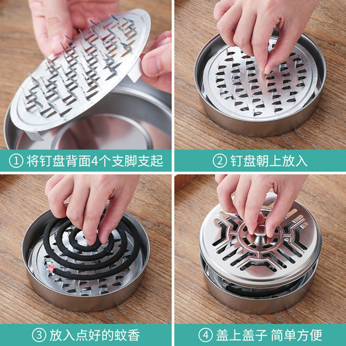 Portable Outdoor Incense Burner Stand, Fireproof Sandalwood Incense Tray with Metal Holder, Home Use Stainless Steel Incense Burner Box