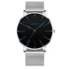 Mesh belt silver belt silver shell black surface blue needle