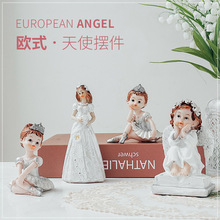 欧式复古少女天使装饰品摆件美式树脂人雕像礼物拍照道具摄影背景