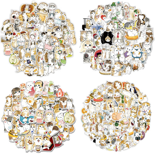 2024 Cute Pet Hand-drawn Watercolor Cat Sticker Water Cup iPad Book Waterproof Decorative Glossy Matte Film Sticker