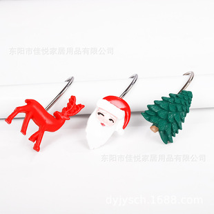 12Pcs Cross-Border Wholesale Christmas Series Iron Single Hook Shower Curtain Hook Curtain Hook Shower Curtain Hook