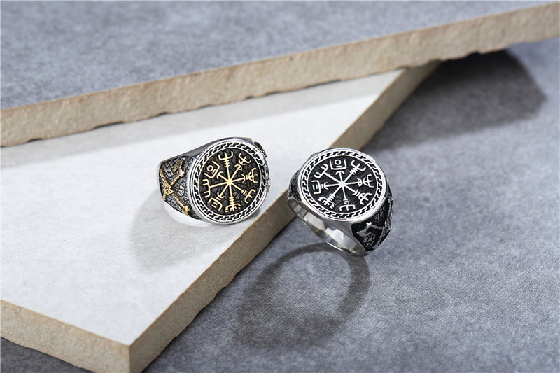 Titanium Steel Material Hip-hop Retro Punk Geometric Titanium Steel Men's Rings