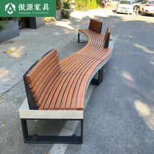 户外广场树池座椅公共弧形坐凳不锈钢公园椅室外长椅实木景观坐椅