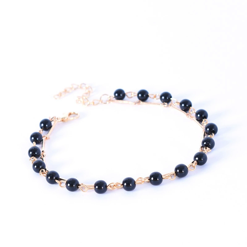 Beach ankle bracelet, beaded bracelet handmade, Korean style, simple and elegant design