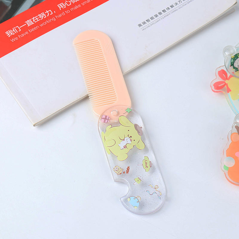折りたたみ小さなコーム子供の漫画プラスチックストレートヘアコーム学生旅行コンパクトポータブルヘアコーム|undefined