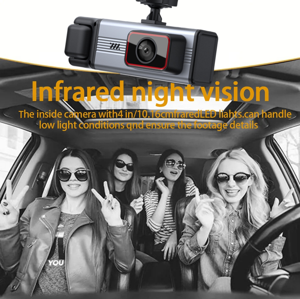 Cross-Border Four-Lens Driving Recorder, High-Definition 1080P Wide-Angle Night Vision, Wifi In-Car Front and Rear Vehicle Recorder