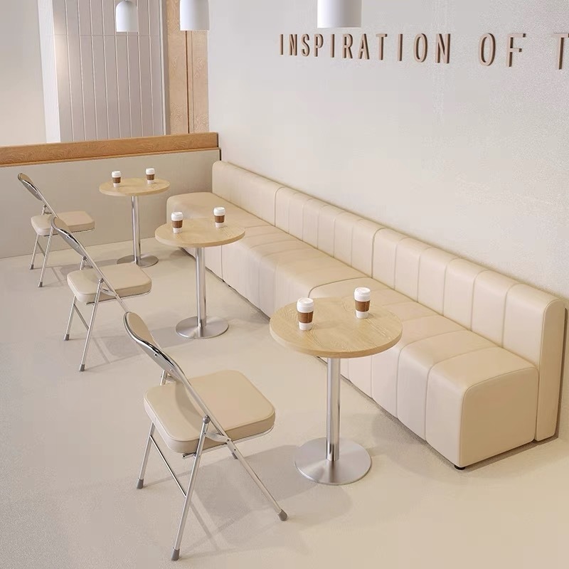 壁掛けカウンターソファミルクティーショップカフェクリームログスタイルロングベンチデザートケーキショップショッピングモール休憩ベンチ|undefined
