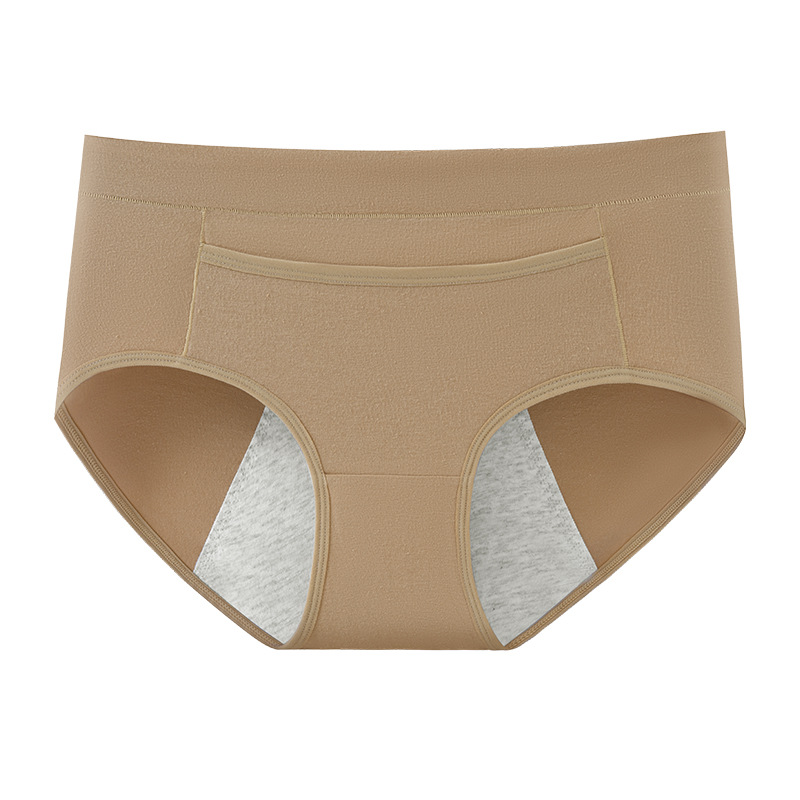 Ropa interior fisiológica de cintura media, entrepierna de algodón puro para mujer, período menstrual, tres capas de bolsillos para el abdomen cálidos, a prueba de fugas, tía, algodón largo