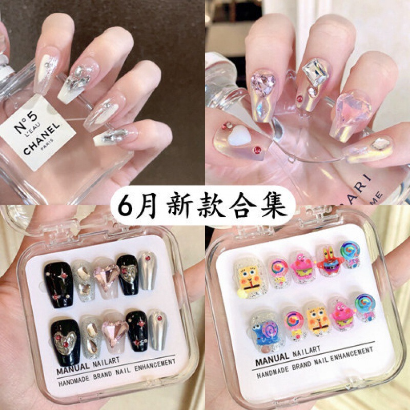 [june Collection] Original Real Shot of Handmade Wearable Nails Internet Celebrity New Nail Art Patch Cute Cartoon