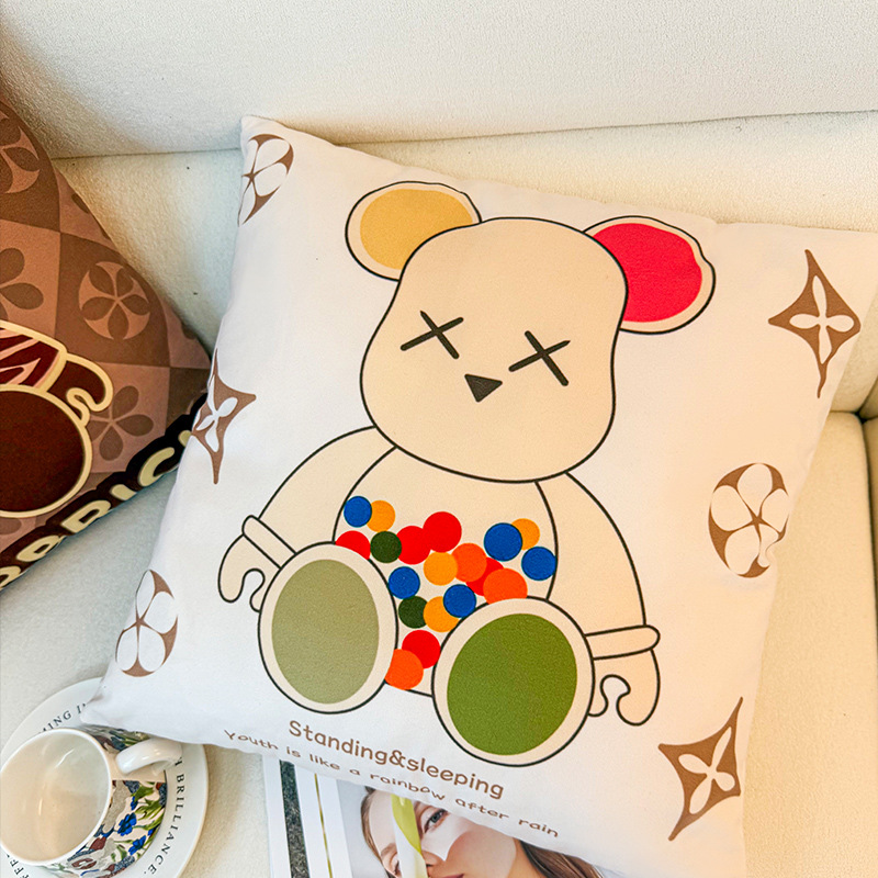Red de celebridades Bear Tide Brand Almohada ins Estilo de alto valor Salón de nicho Sofá Ventana salediza Cojín Funda de almohada de cabecera