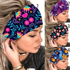 欧米の国境を越えてよく売れているプリントの運動のヘアバンドのファッション的な広い辺はヨガのヘッドバンドの通気性の髪飾りの女子学生を結びます。