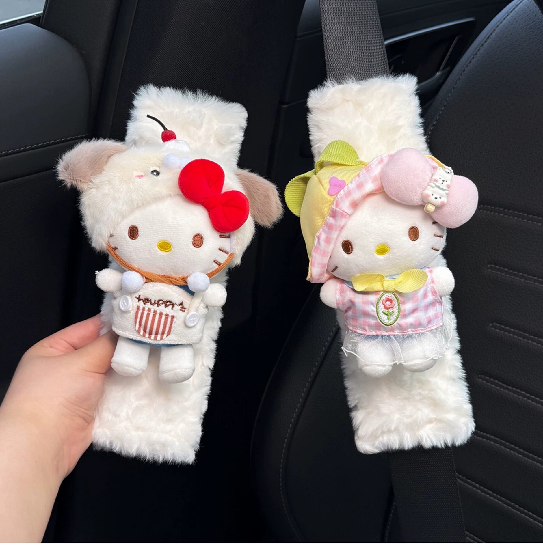 Cute KITTY car seatbelt shoulder pad, car interior seatbelt decoration, anti-wear clothing for couples, a pair for women