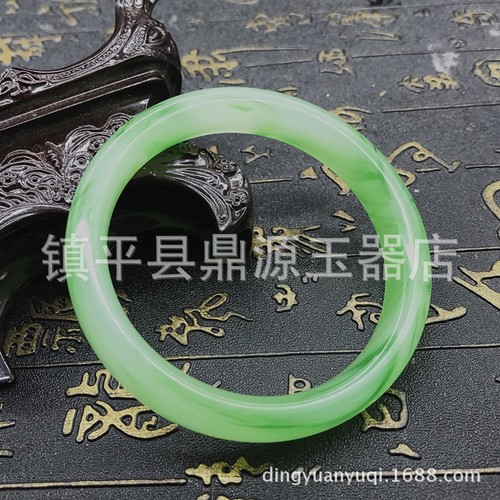 Manufacturer Direct Sales Imitation Jade Powder Bracelet, White Jade and Green Jade Gift Jade Bracelet, Street Vendor Style Glass Bracelet Live Stream
