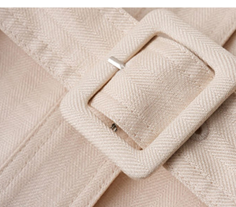 Áo khoác ngắn nữ pha Tencel và linen cổ polo tay dài chiết eo tôn dáng — Màu be chi tiết 18