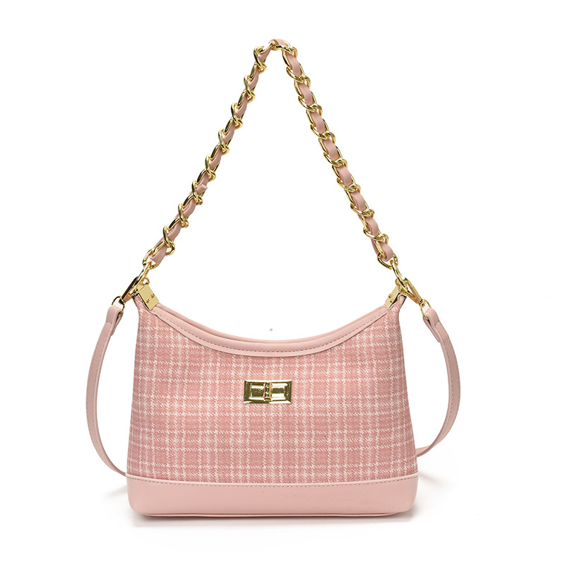 Nicho de tendencia bolso de cadena para mujeres 2026 nuevo estilo coreano bolso de brazo a cuadros, moda versátil bolso de hombro de moda