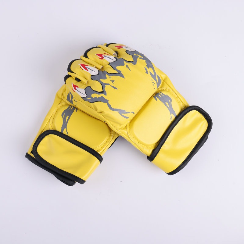Medio dedo guantes de boxeo adultos niños Sanda lucha UFC guantes de boxeo Muay Thai boxeo entrenamiento MMA guantes de boxeo