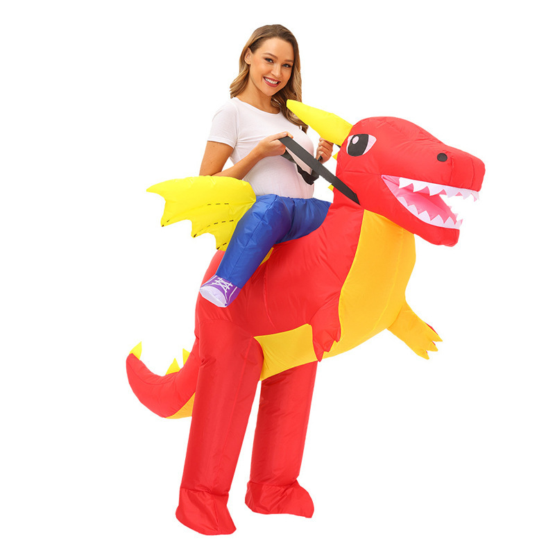 Amazon explosión impresa inflatable T-Rex disfraz Halloween multicolor T-Rex disfraz de fiesta disfraz de muñeca