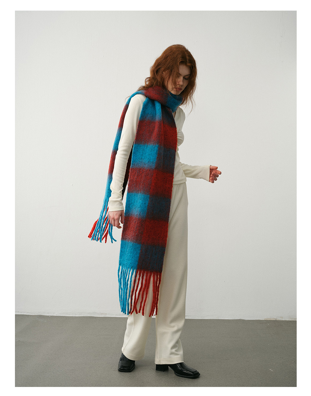 Designer's Nische Erweiterter Fransenschal Schachbrett Schachbrett Kaschmirschal Damen Winterambiente Schal_voghion.com