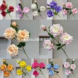 4头情人玫仿真花雪山玫瑰四头角玫钻石玫瑰月季油画莫奈花园绢花