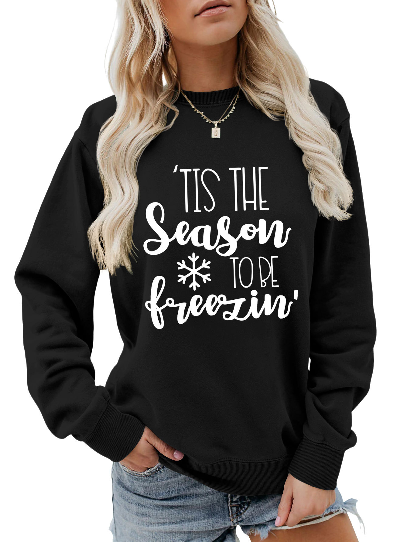 Női pulóver tis the season karácsonyi stílus_voghion.com