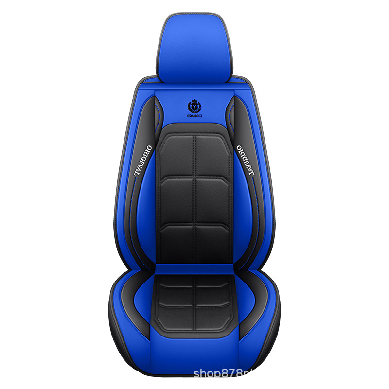 Single Seat Car – Universal Seat cushion, seat cover - blue-front-single-seat