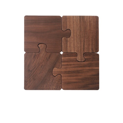 Solid wood tea coaster black walnut coaster tea ceremony insulation pad wooden coaster tea mat wooden saucer Japanese style