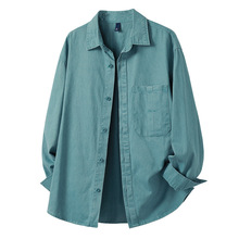 新款T784秋季日系复古男士宽松休闲长袖衬衣美式工装百搭潮牌外套