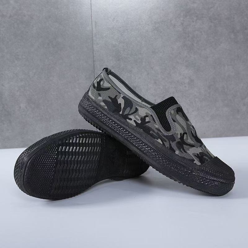 批发夏季解放鞋一脚蹬男女低帮防滑工地耐磨透气布鞋休闲防臭户外