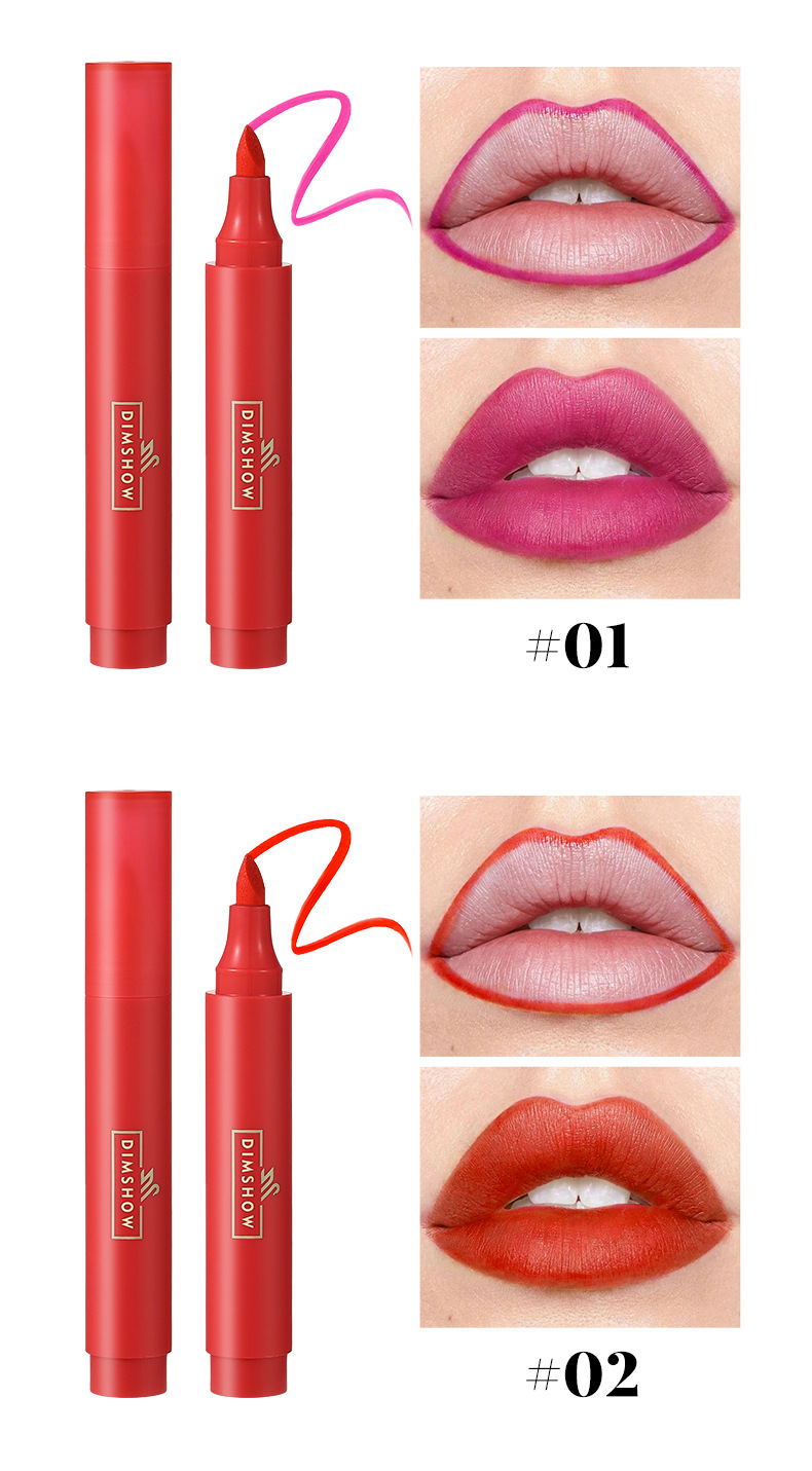 Cross-border DIMSHOW lipstick, water lip liner, lip gloss pen, matte finish, not easy to stick to cups, dye lip liquid undefined