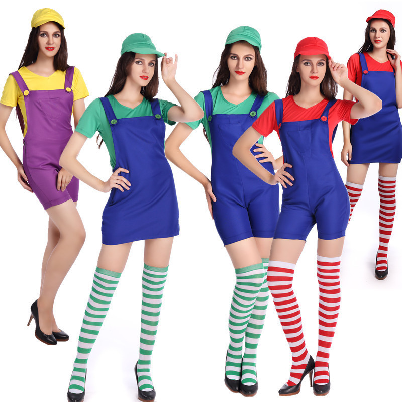 Halloween Super Mario Plumber Game Costume Cosplay Mario Marion Game Uniform Performance Costume