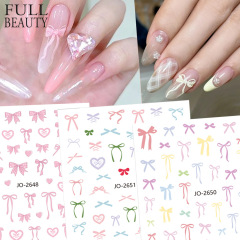 新しいネイルシールのドーパミンバレエ風ピンクのリボンの蝶結びの愛のバックゴムの爪は卸売りのnailを貼ります。