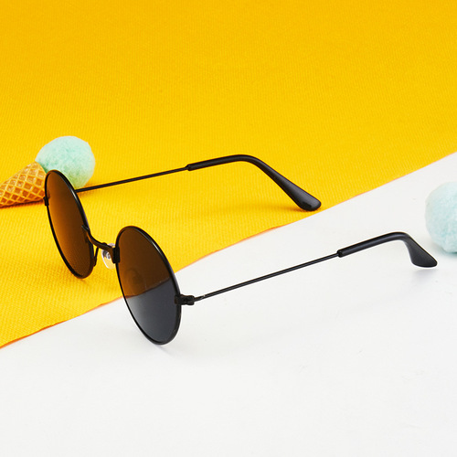 Retro round frame children's sunglasses, color film, round prince glasses, trendy men's and women's sunglasses, stall children's glasses