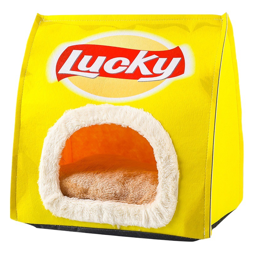Creativa Nueva bolsa de papas fritas nido de mascotas nido de gato cuatro estaciones universal gato ocultando nido gato tienda de campaña plegable nido de perro de dibujos animados