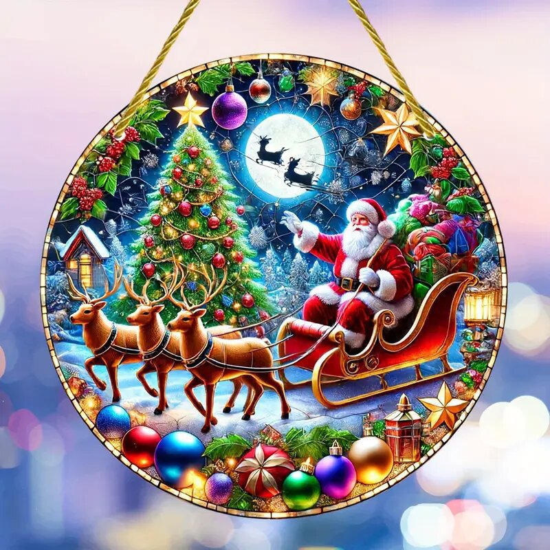 Colgante 2025 nuevos productos transfronterizos de la serie de Navidad disco de decoración para el hogar de joyas de Navidad acrílico