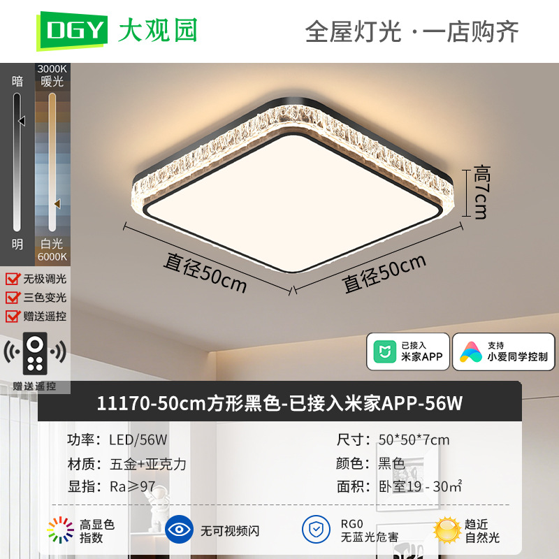 Luz de techo de sala de estar moderna y simple nueva luz de lujo de alto nivel, luz de techo de protección de ojos de espectro completo 293L