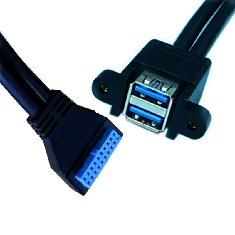 Локтя USB19 штырь 20 штырь к двойному USB удлинитель с фиксированной винтовой перегородкой 20P к 2-му переходному кабелю