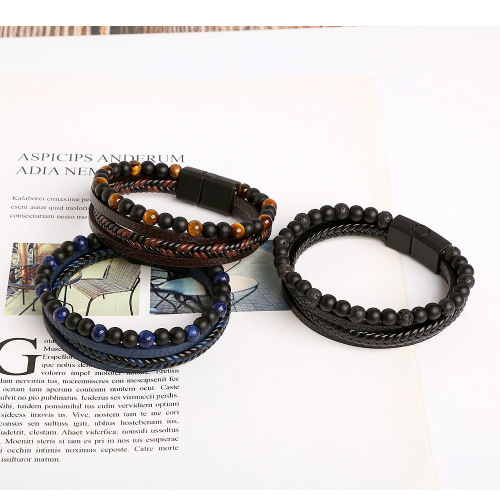 Men's Handmade Bracelet Men's Braided Natural Obsidian Bracelet Hand Decoration Beaded