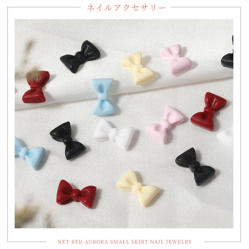 Nail bow jewelry black and white cute small collar knot online popular Japanese matte three-dimensional all-Match nail stickers