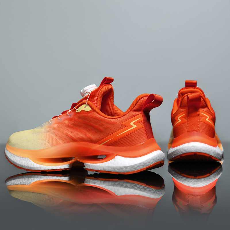 Designer Fashion Running Shoes Men's Lace up Spring and Autumn Popcorn Shock Absorbing Youth Spinning Button Sports Shoes_voghion.com